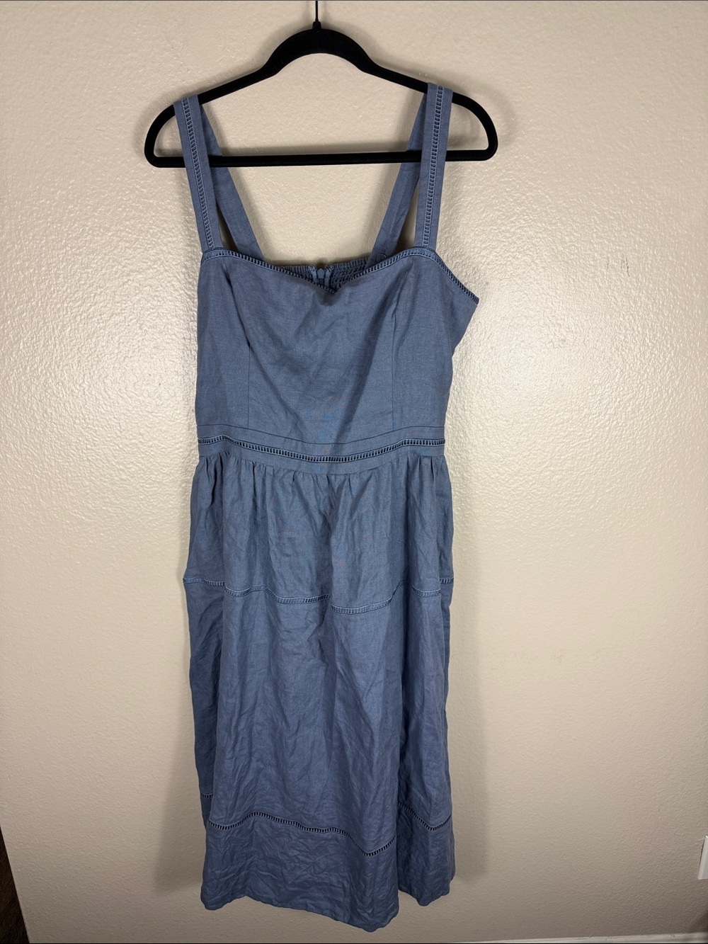 Reformation Everett Linen Dress in Cornflower Blue - Picture 5 of 10